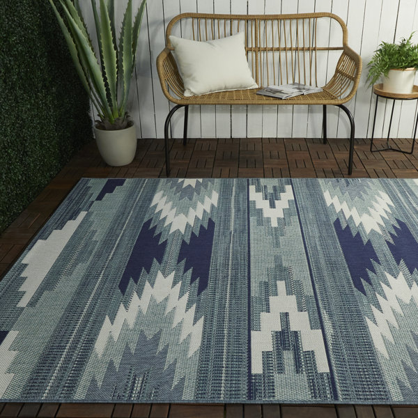 Union Rustic Pranav Flatweave Teal Indoor/Outdoor Rug & Reviews Wayfair